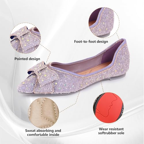 Women's Rhinestone Flat Comfortable Pointed Pearl Diamond Ballet Flats for Wedding Parties Work Dates Fashion Flat Shoes4