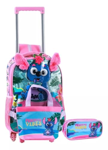Kit Mochila Rodinha Escolar Coala Orelhinhas Pelucia Menina