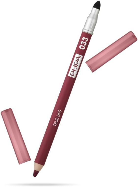 Milano True Lips Blendable Lip Liner - Dual-Ended Matte Lining Color and Brush - Light and Creamy, Hydrating, High Pigment, Smudge Proof Formula - Paraben Free - 033 Bordeaux - 0.042 oz