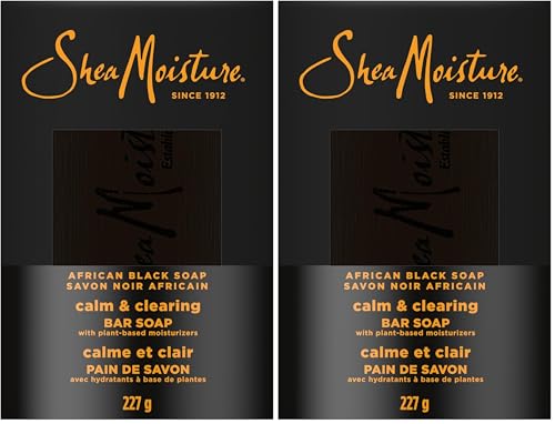 SheaMoisture Bar Soap for Troubled Skin African Black Soap Cleanser with Shea Butter 8 oz (Pack of 2)