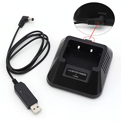 SHAWOROCE Desktop Ladegerät Ersatz für Baofeng BF-F8HP UV-5R Funkgeräte Walkie Talkie UV-5RA 5RB 5RC 5RD 5RE 5RG DM-5R TYT TH-F8 Li-ion Akku Ladestation USB-Ladekabel