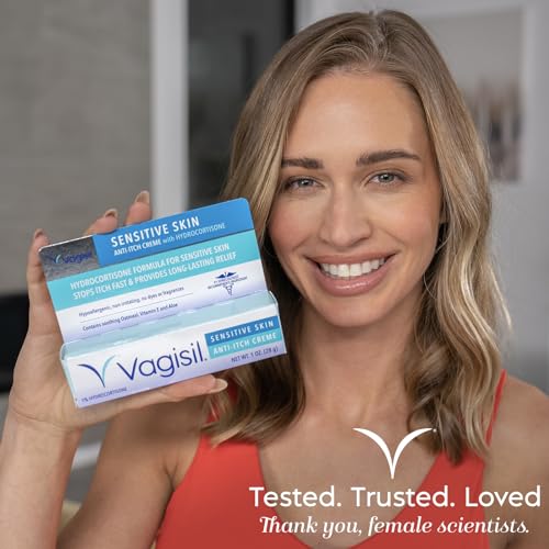 Vagisil Maximum Strength Feminine Anti-Itch Cream for Women, Sensitive Skin Formula with Hydrocortisone, Helps relieve Yeast Infection Irritation, Gynecologist Tested, Soothes & Cools, 1oz (Pack of 4)
