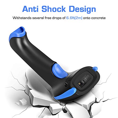 WoneNice Wireless 2D Barcode Scanner with Stand, CMOS Imager Scanner Reader Supports Read Datamatrix PDF417 QR Bar Code for Mobile Payment Computer Screen