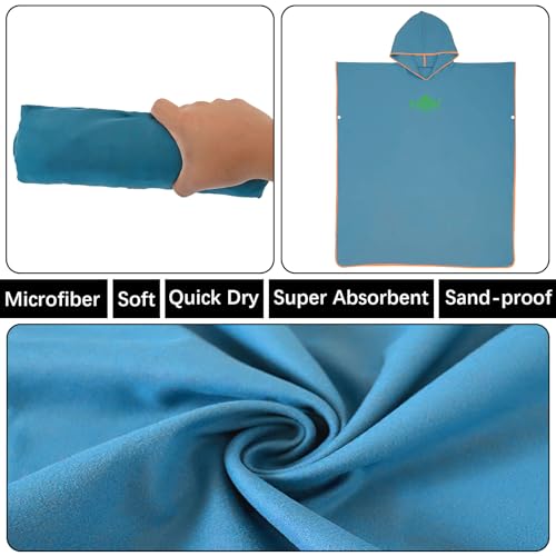 QKTYB Surf Poncho Herren Damen, Umziehhilfe Strand Erwachsene Mikrofaser Ultraleicht und Schnelltrocknend Badeponcho Handtuch Poncho Umziehponcho für Schwimmen Strand