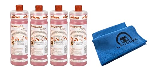 Sanitärreiniger - Badreiniger - WC Reiniger - Kalkentferner - Toilettenreiniger - Urinsteinlöser | mit Laubner Microfasertuch (4 Liter)