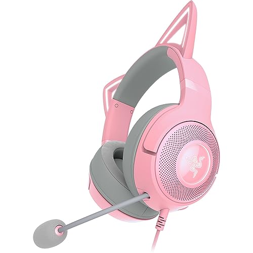 Razer Kraken Kitty V2 Casque Filaire RGB avec Oreilles de Chat Eclairage Réactif Stream Micro Cardioïde HyperClear Transducteurs Triforce 40mm Son Surround 7.1 - vue 8