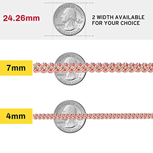 ChainsHouse Stainless Steel Cuban Chain Necklace for Men Women, 18K Gold/Black/Rose Gold Plated Miami Curb Chains,18" 20" 22" 24" 26" 28" 30" Length,4mm/7mm Wide,Send Gift Box4