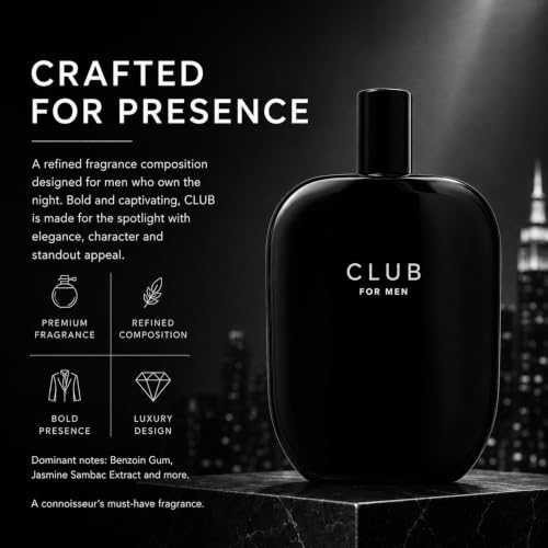 Image of Fragrance One CLUB for Men 3.4 Fl Oz | Extrait de Parfum by Jeremy Fragrance, fresh woody scent with benzoin gum & jasmine sambac, for nightlife, clubs & parties
