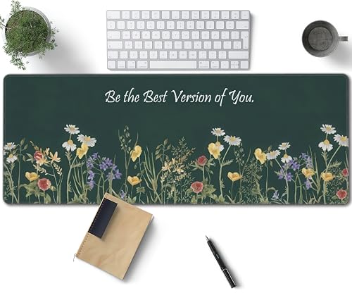 Floral Quote Large Mouse Pad Gaming Desk Mat