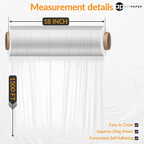 Acypaper ACY1815004 18 Inch Stretch Film/Wrap 1500 Feet 80 Gauge Industrial Strength thumb #1