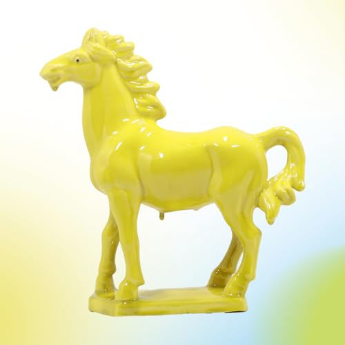 Wemings Ceramic Horse Sculpture -Golden Yellow- 9 inch Hand Made Tang Tri-Color China Cultural Art Piece,Museum Collection Inspired Home and Office Decor