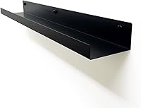 Mitus 24 Inch Black Floating Display Shelf - Wall Mounted Metal Channel Ledge, Industrial Modern for Art Photos Plants Storage