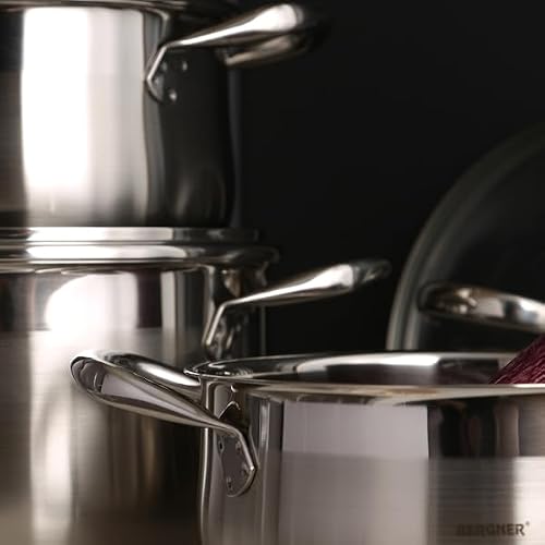 Miniatura 3 de Bergner Gourmet Cacerola De Cocina Para Pasta Cazuela Con Tapa De Cristal, Escurridor Y Capacidad De 4,2l Acero Inoxidable Muy Resistente, Fácil De Limpiar Y Para Todo Tipo De Cocinas