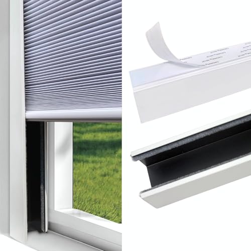 U Channel Blackout PVC Light Blocking Strips for Roller Blinds Light Gap Blockers Window Shades Side Rail Tracks Bedroom Sleep, Side Tracks for Cordless Blackout Shades (White, 58