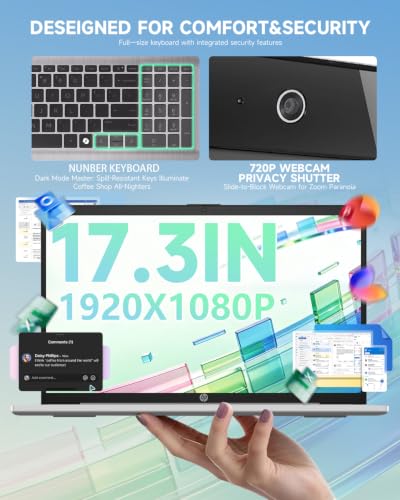 Image of HP 17.3 inch FHD Student Laptop Computer-Intel 8core i3-N305 16GB RAM 512GB SSD