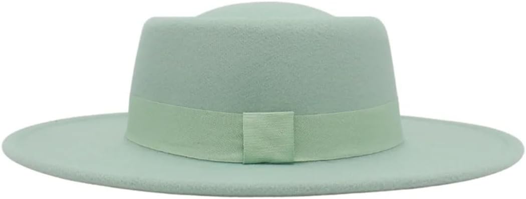Generic Women Fedora Hat Ribbon Banquet Bowler Hat Wool Jazz Men Felt Hats Wide Brim Dress Hat EN8 FKuai 57-60cm, Medium