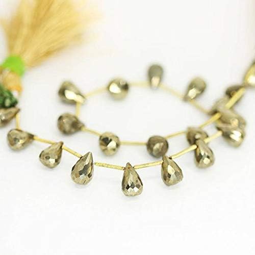 1 Strand Pyrite Tear Drop Faceted 10'' Long Strand Gemstone Beads, Jewelry Supplies for Jewelry Making, Bulk Beads, for Meditation Jewellery for Reiki Healing Mystic Gemstone 10mm
