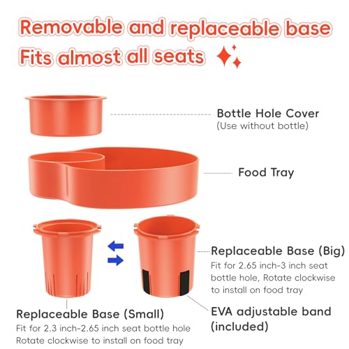 Image of [2 Packs] Kids Car Seat Tray, Travel Tray with Cup Holder for Toddler Baby, Kids Car Seat Food Snack Organizer for Road Trip, Stroller snack Organizer Travel Must Haves Toddler Must Haves (Orange)