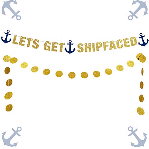 LaVenty Let's Get Ship Faced Bachelorette Boat Party Decor Nautical Bride Banner