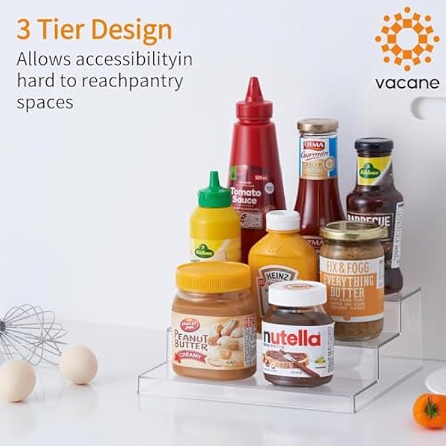 vacane Clear 3 Tiered Spice Rack Organizer, 2 pack