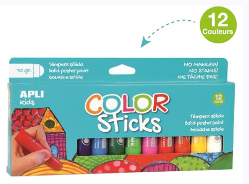 APLI Kids14228-12 feste Temperastifte in verschiedenen Farben, Farbstick, 12 Stück., 12 Stück (1er Pack)