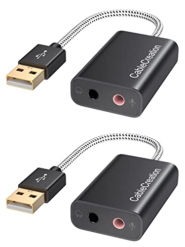 CableCreation USB Audio Adapter External Sound Card with 3.5mm Jack and Mic | USB A Adapter With Microphone Audio compatible with Windows Mac macOS Linux PS4 PS5 Plug and Play Aluminum Black product thumbnail 12