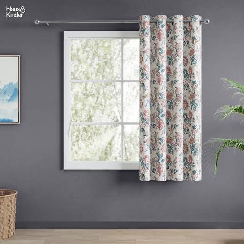 Image of haus & kinder Digital Printed Cotton Window Curtain 5 Feet Long Pack of 1 Window Curtain, 5 Feet Curtain for Window (Canyon Bloom, Multi 130x152 CM)
