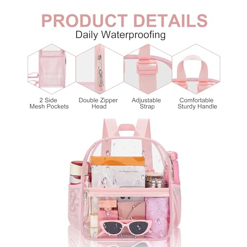 Image of Oraben Small Clear Backpack for Stadium Events Clear Bag Small Stadium Backpack Waterproof 12x6x12 for Women Men Adult Concert Sports