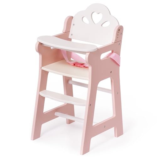 ROBOTIME Baby Puppen Hochstuhl, Holz Puppenmöbel für Puppen bis...