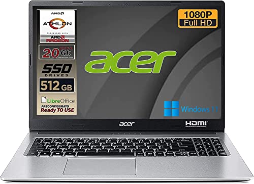 Nuovo modello Notebook Acer Aspire 3 colore BLACK, nuova Cpu Amd Athlon SILVER 3050U fino a 3.2Ghz con clock base da 2.3Ghz, Disco SSD m2 pci express da 256 Gb+ HDD DA 1TERA INTERNO DI BACKUP, 8 GB DI RAM DDR 4, Display da 15,6 pollici FULL HD 1920x1080, WEBCAM A COLORI. Produzione dedicata PARTNER ACER certificato ITALIA , TASTIERA ITALIANA QWERTY
