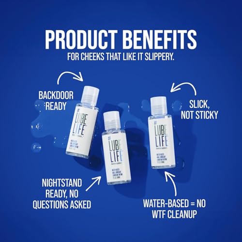Image of LUBELIFE Water Based Anal Lube, Personal Lubricant Toy Safe, 3 x 2 fl oz | Regular anal lube gel for privacy, non-sticky water-based formula, toy and condom compatible, smooth confident glide
