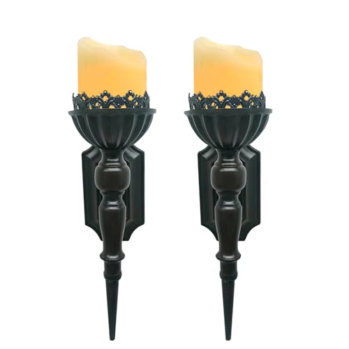 Birminwind Gothic Wall Candle Sconces Set of 2 - Black Wall Mounted Candle Holders - Halloween Decor for Indoor Living Room Bathroom