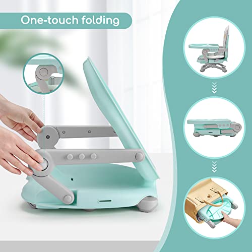 Uuoeebb Portable Table Booster Seat,Enlarged Tray,Easy To Clean,3-Point Harness, Compact Folding Design. Adjustable Seat Height And Tray Position,Grow With Baby High Chairs For Babies And Toddlers. #TOP1