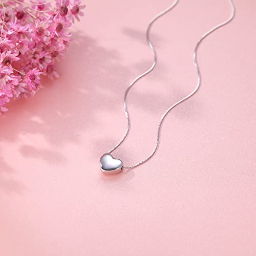 SLUYNZ Genuine 925 Sterling Silver Tiny Love Heart Pendant Necklace for Women Simple Sweet Heart Choker Necklace4