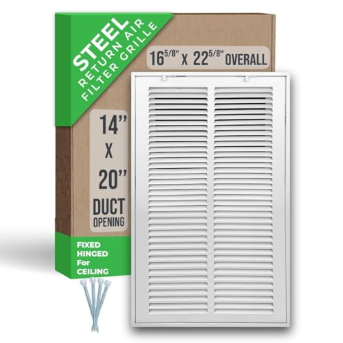 [8 Pack] Fits 14x20 Duct Opening | Steel Return Air Filter Grille by Handua [Fixed Hinged] | Vent Cover Grill for Sidewall and Ceiling | White | Out Dim:s: 16 5/8"W X 22 5/8"H