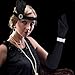 FEPITO 8-Piece 1920s Flapper Great Gatsby Accessories Set - Fashion Roaring 20's Theme with Headband, Headpiece, Long Black Gloves, Necklace, Earrings for Women