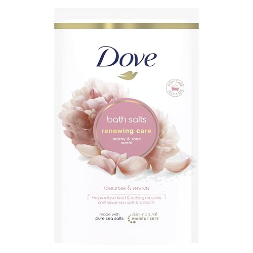 Dove Renewing Care Peony & Rose Bath Salts with skin-natural moisturisers to relax your mind & body, leaving your skin smooth & soft 900 g