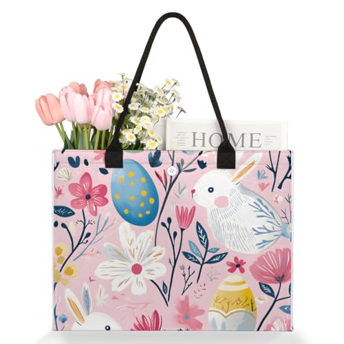 Bunny Eggs Easter Tote Bag for Women Large Beach Bag Reusable Tote Bags for Work Travel Beach Shopping3