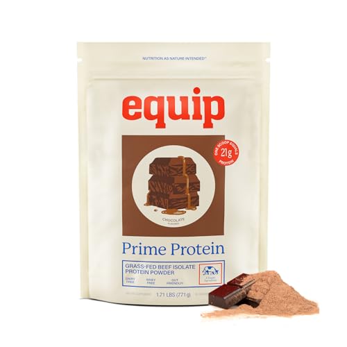 Equip Foods Prime Protein Powder | Clean, Grass Fed Beef Protein Powder | Carnivore Protein Isolate | Paleo, Keto Friendly | Gluten & Dairy Free | Helps Build & Repair Tissue | 30 Servings, Chocolate