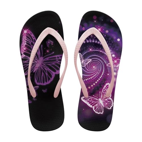 Womens Flip Flops Sandals Ladies Beach Open Toe Walking Slippers Classic Arch Support Shower Shoes for Camping Party Size 5.5-9.5 Pink Sole