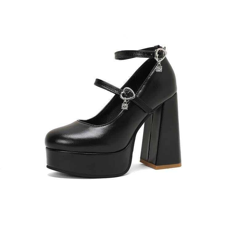 Women's Chunky Heel Platform Mary Janes Pumps
