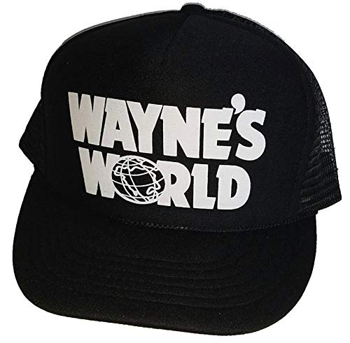THATSRAD Halloween Black Mesh Trucker Hat Cap 80's Costume Snapback Wayne's World