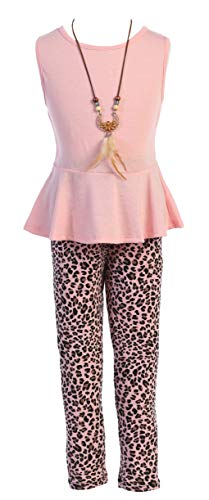 Image of iGirlDress Girls 4 Pieces Pant Set Long Sleeve Jacket Necklace Floral Plaid Pant 4-16