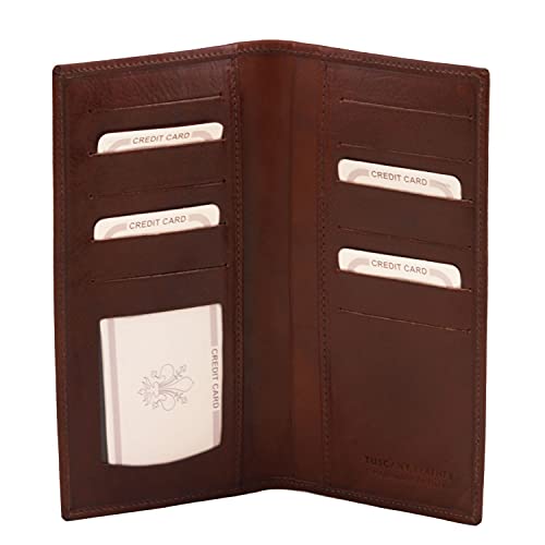 Portefeuille vertical en cuir TUSCANY LEATHER élégant marron foncé - 2