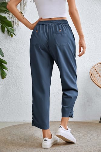 Image of Women Fashion 2026 Casual Elastic Waist Pants with Pockets