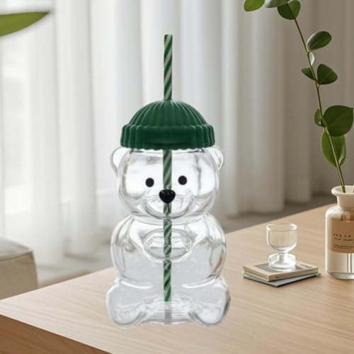 Image of Bear Glass Cup Drink Bottle Adorable Drinking Cup for Kitchen Party Home Bar