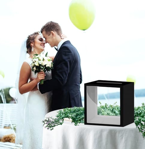 SietDESEO Black Card Box for Party Diy Money Card Box Gift Card Box Holder for Wedding Reception Baby Shower Birthday Card Box