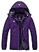Rdruko Skijacke Damen Warme Winterjacke Gefüttert Verdickt Softshelljacke Wasserdicht Snowboardjacke Atmungsaktiv mit Abtrennbarer Kapuze - Violett, M