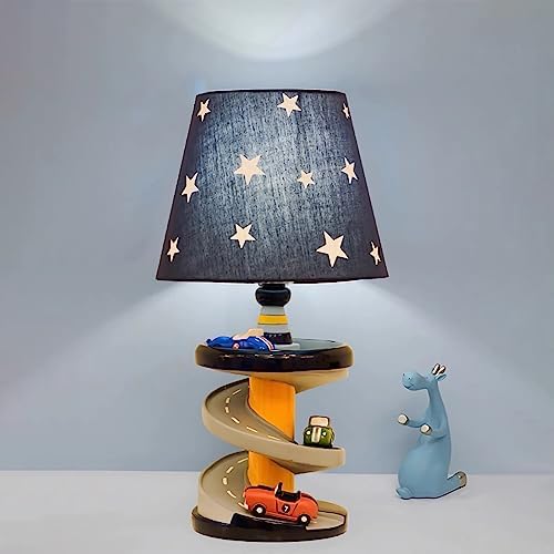 HERBESTBAY Table Lamp, Adorable 14 Inch Racing Road Style Kids Desk Lamp, Car Bedside Lamp Ideal for Children's Bedroom Decor, Includes LED Bulb, speed track, HB-LFL905