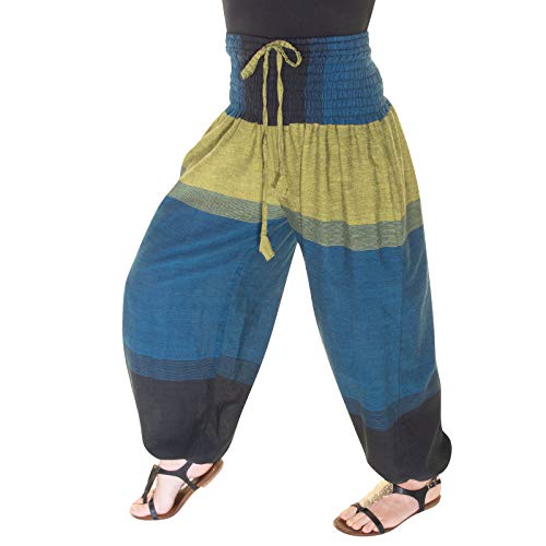 Kunst und Magie - Pantalones de Verano Unisex, Talla única Azul petróleo/Verde Talla única